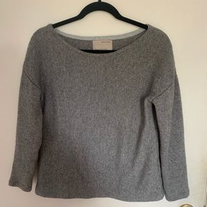 Woman grey wool knit sweater